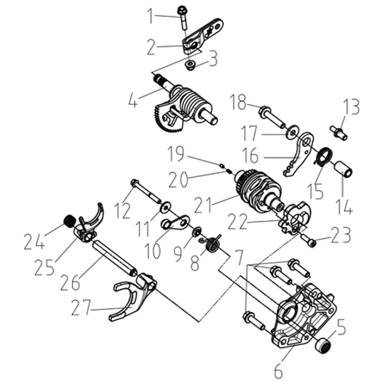 Greičio valdymo mechanizmas