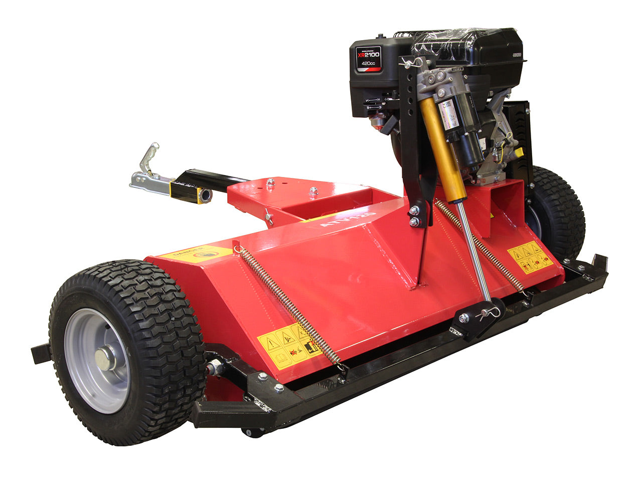 Electric-hydraulic height adjuster for flail mower