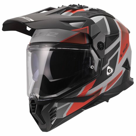 LS2 MX702 PIONEER 2 BLOCK Helmet Grey Red