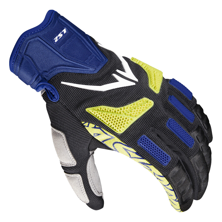 LS2 Ravin Man Gloves Blue H-V Yellow
