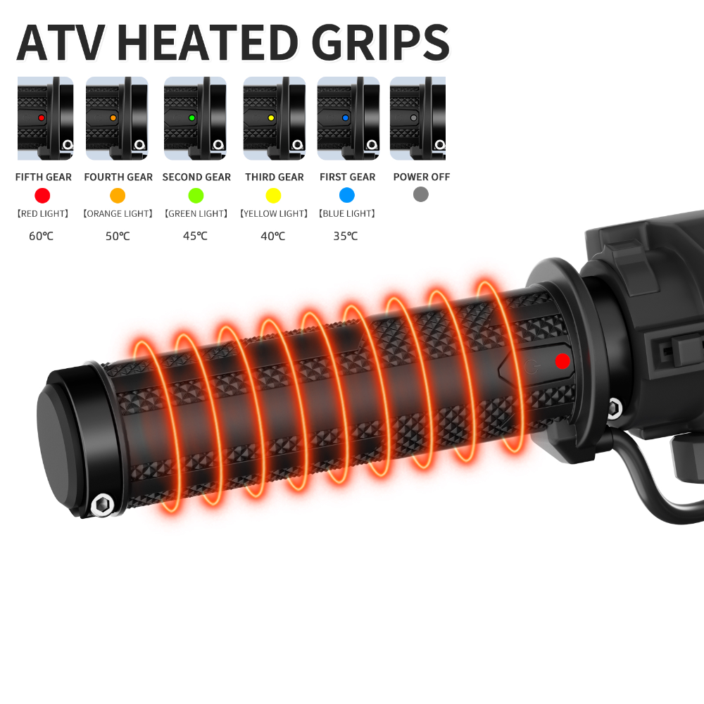 ATV LOCK-ON šildomos rankenėlės su nykščio šildytuvu 12 V – 22 mm