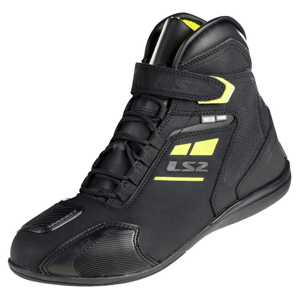 LS2 Garra Man Neperšlampami Moto Batai - Black H-V Yellow