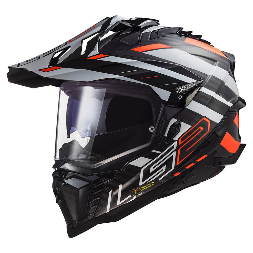 LS2 MX701 C EXPLORER ŠALMAS - EDGE Black Fluo Orange