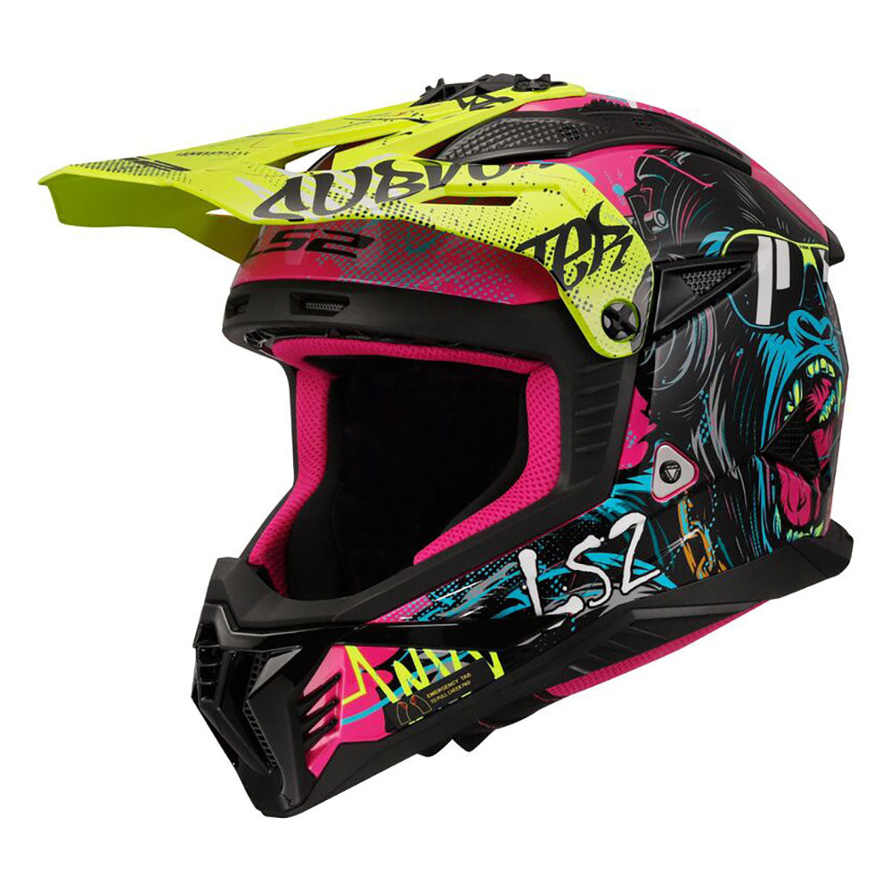 LS2 MX708 FAST II ŠALMAS - GORILLA Purple H-V Yellow