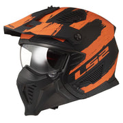 LS2 OF606 DRIFTER ŠALMAS - MUD Matt Black Orange