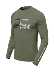 Ilgarankoviai marškinėliai Finntrail WAVE Fish Khaki