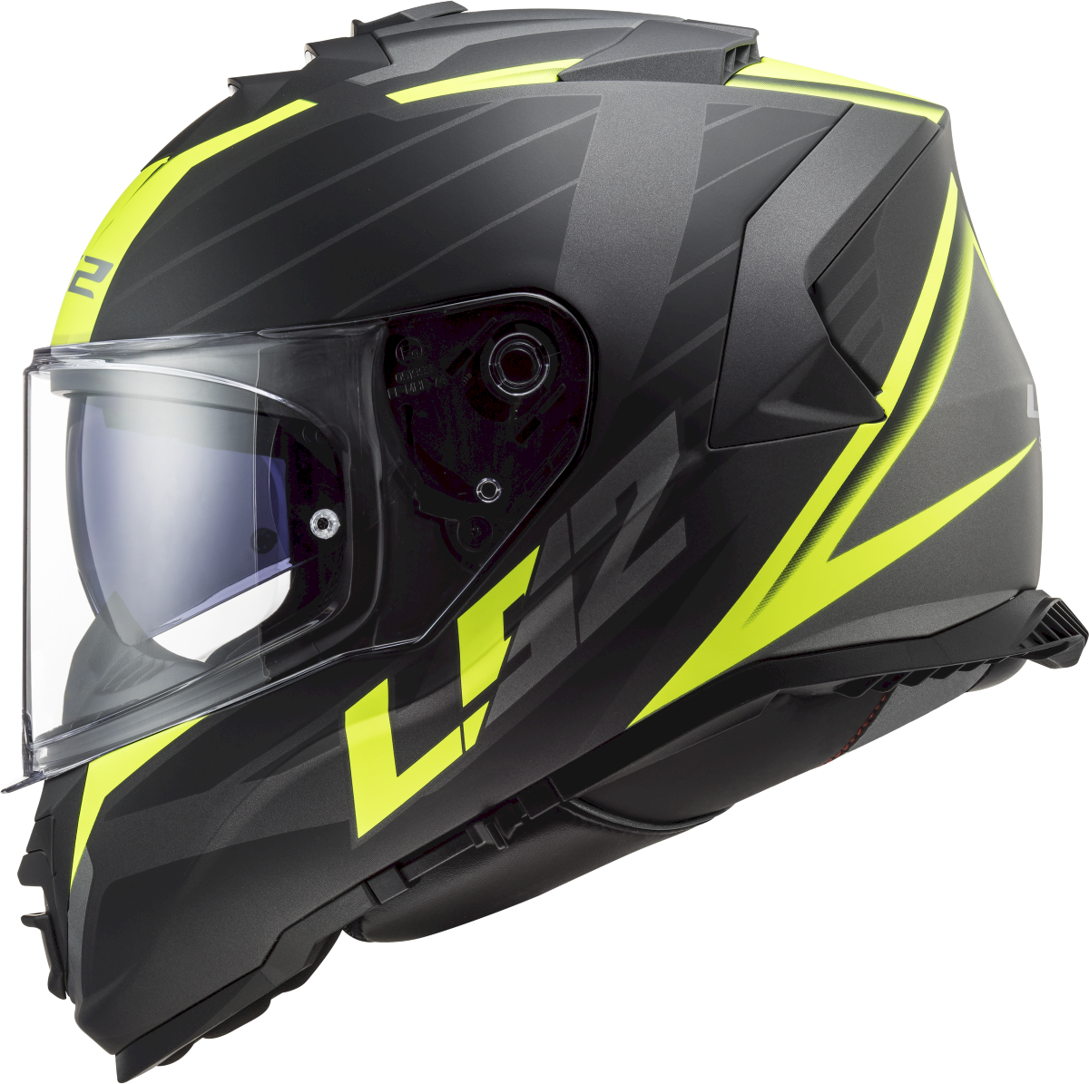 LS2 FF800 STORM II ŠALMAS - NERVE M.BLACK H-V YELLOW