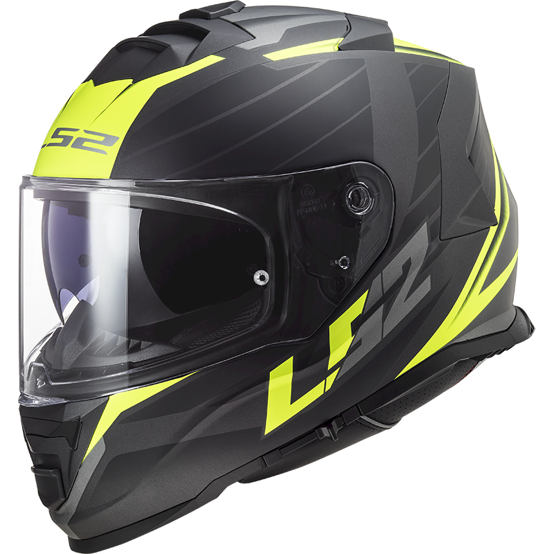 LS2 FF800 STORM II ŠALMAS - NERVE M.BLACK H-V YELLOW