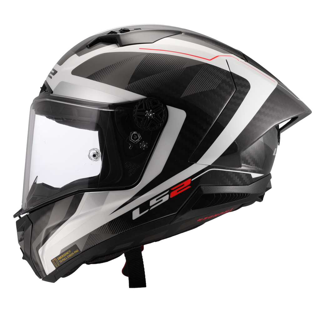 LS2 FF805 THUNDER GP AERO ŠALMAS - RAUTE WHITE GREY