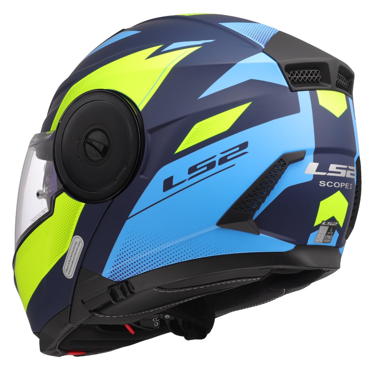 LS2 FF902 SCOPE II ŠALMAS - DURIA BLUE H-VIS YELLOW