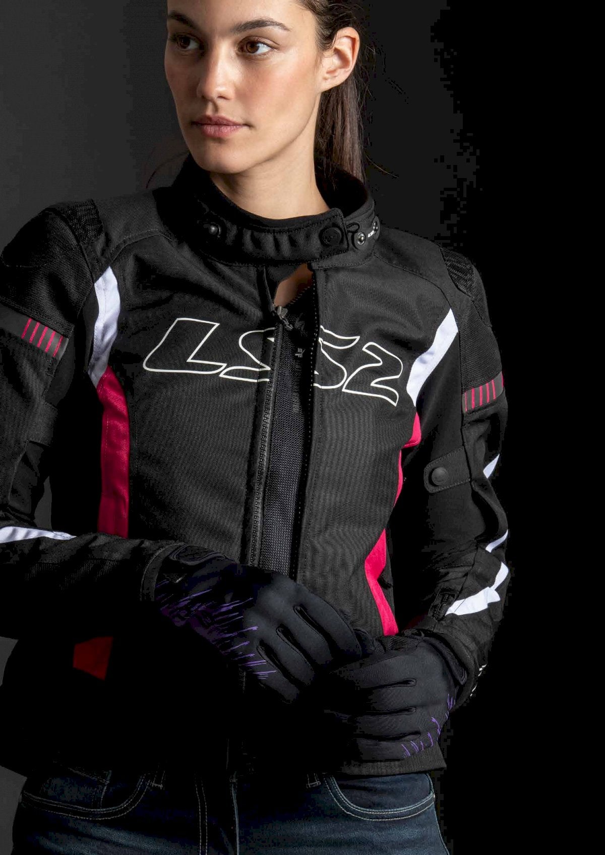 Moteriška striukė LS2 GATE LADY JACKET BLACK PINK