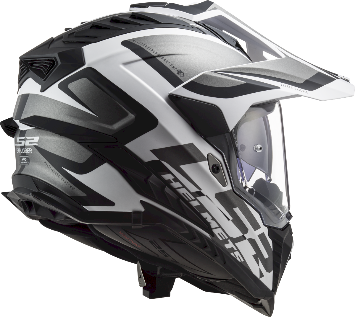 LS2 MX701 EXPLORER ŠALMAS - ALTER MATT BLACK WHITE