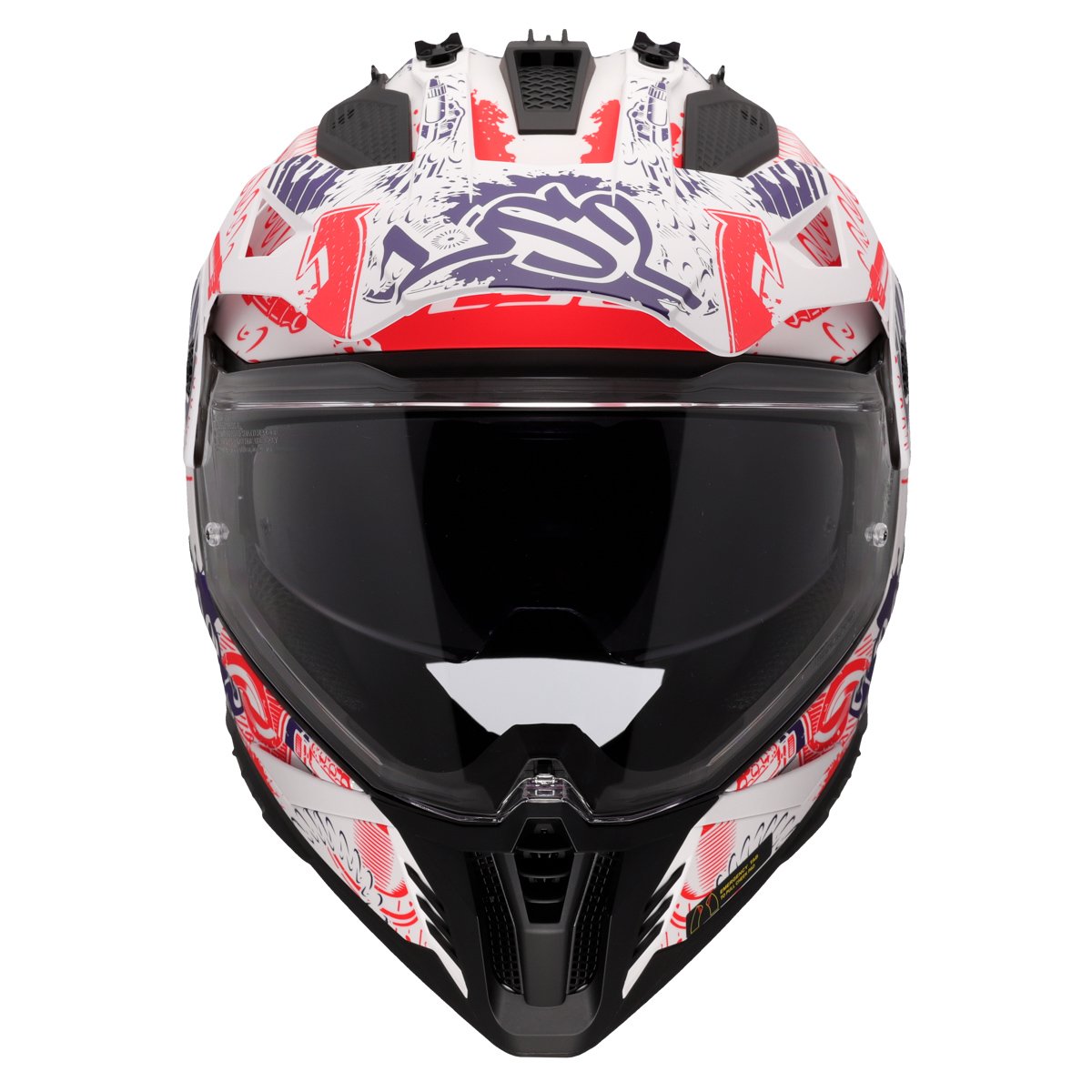 LS2 MX702 PIONEER II ŠALMAS - FANTASY WHITE RED BLUE