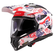 LS2 MX702 PIONEER II ŠALMAS - FANTASY WHITE RED BLUE
