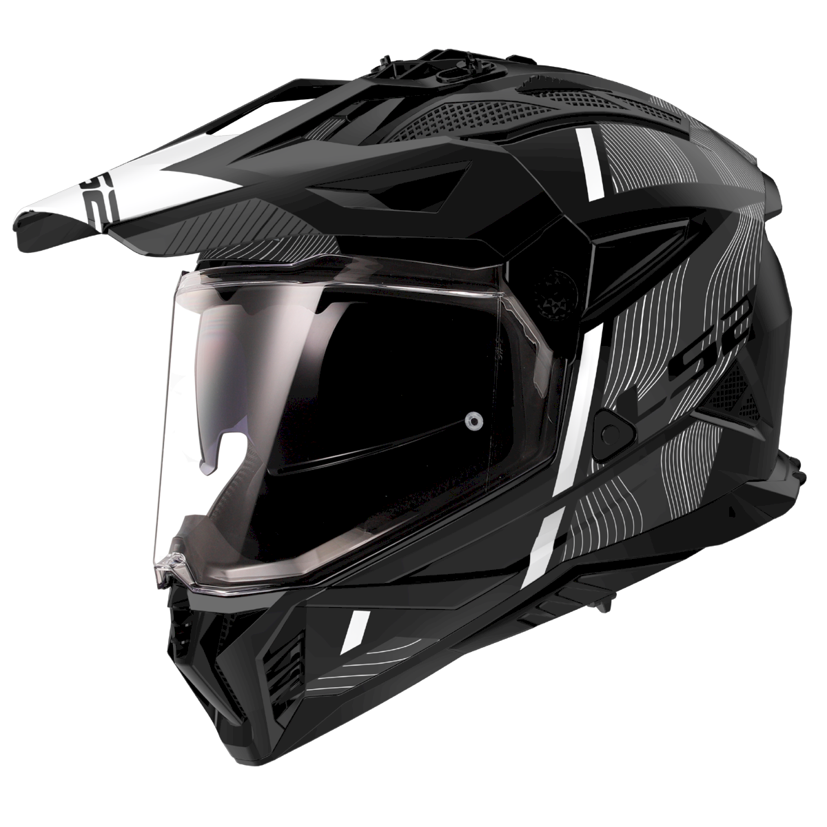 LS2 MX702 PIONEER II ŠALMAS - HILL MATT BLACK WHITE