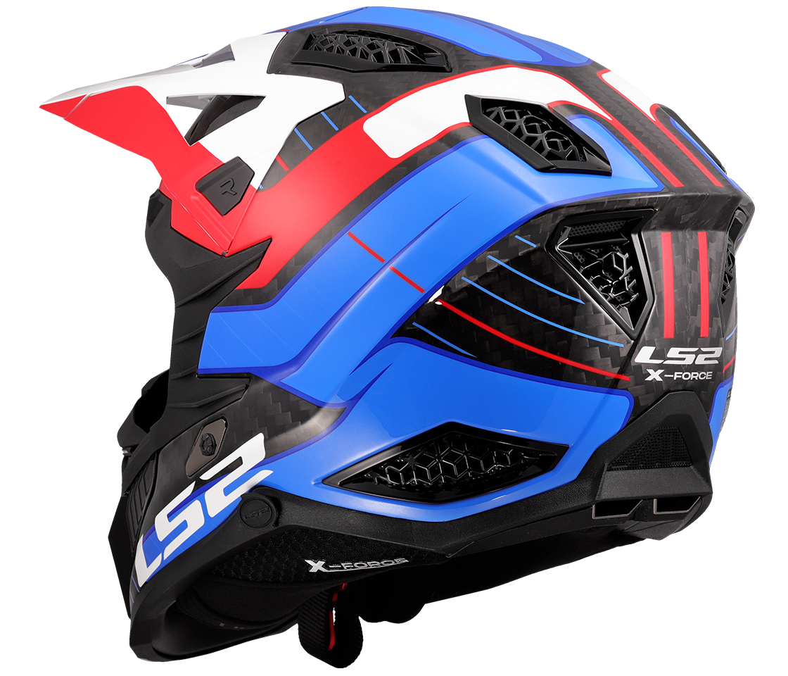 LS2 MX703 X-FORCE ŠALMAS - GALUO WHITE RED BLUE