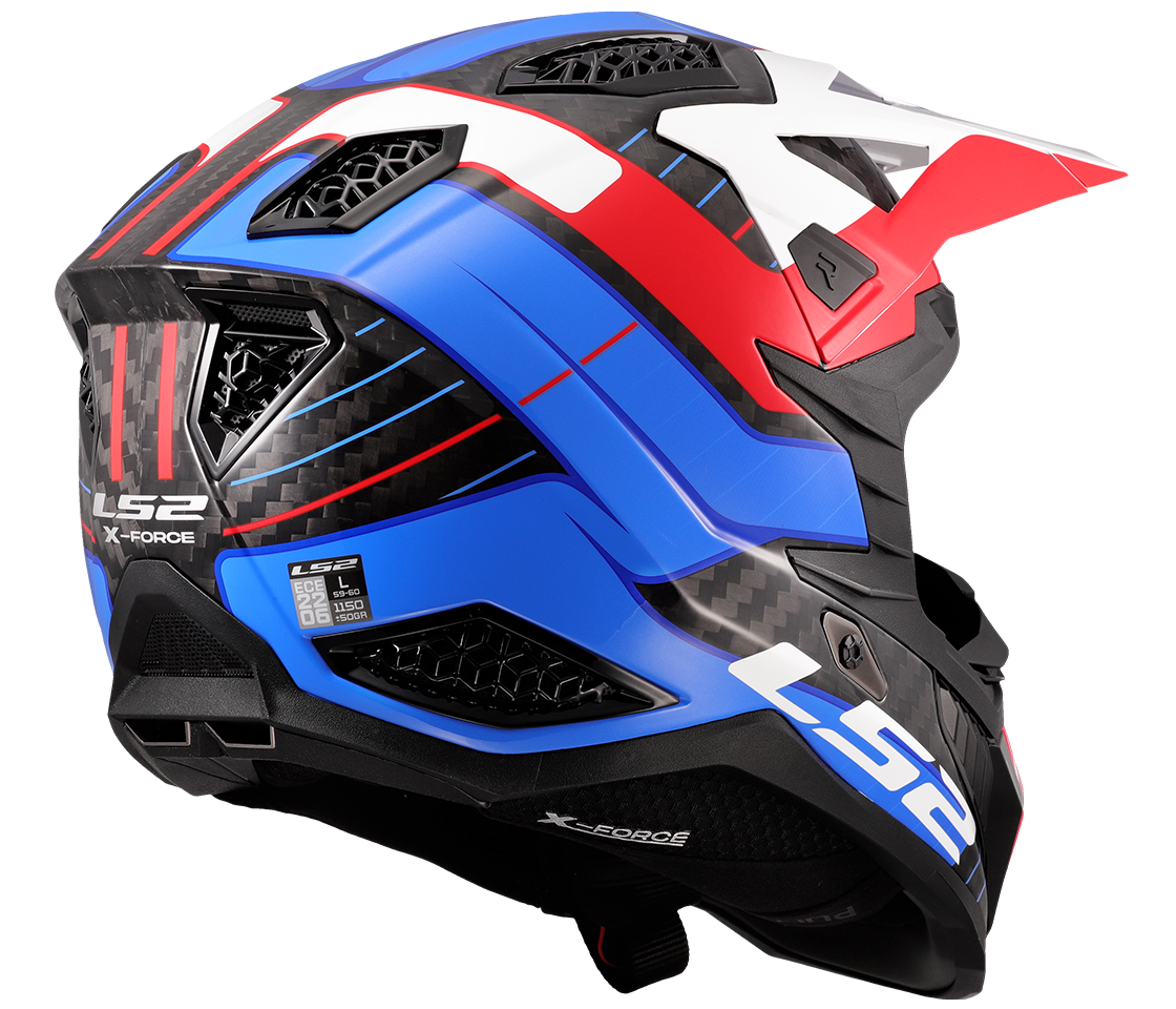 LS2 MX703 X-FORCE ŠALMAS - GALUO WHITE RED BLUE