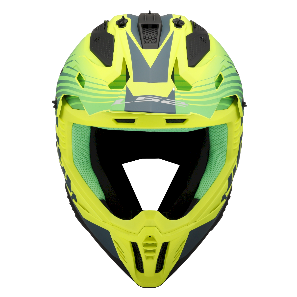 LS2 MX708 FAST II ŠALMAS - DUCK M.H-V GREEN H-V YELL.
