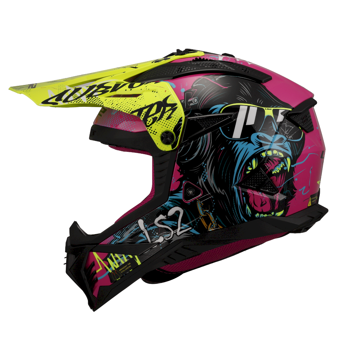 LS2 MX708 FAST II ŠALMAS - GORILLA Purple H-V Yellow