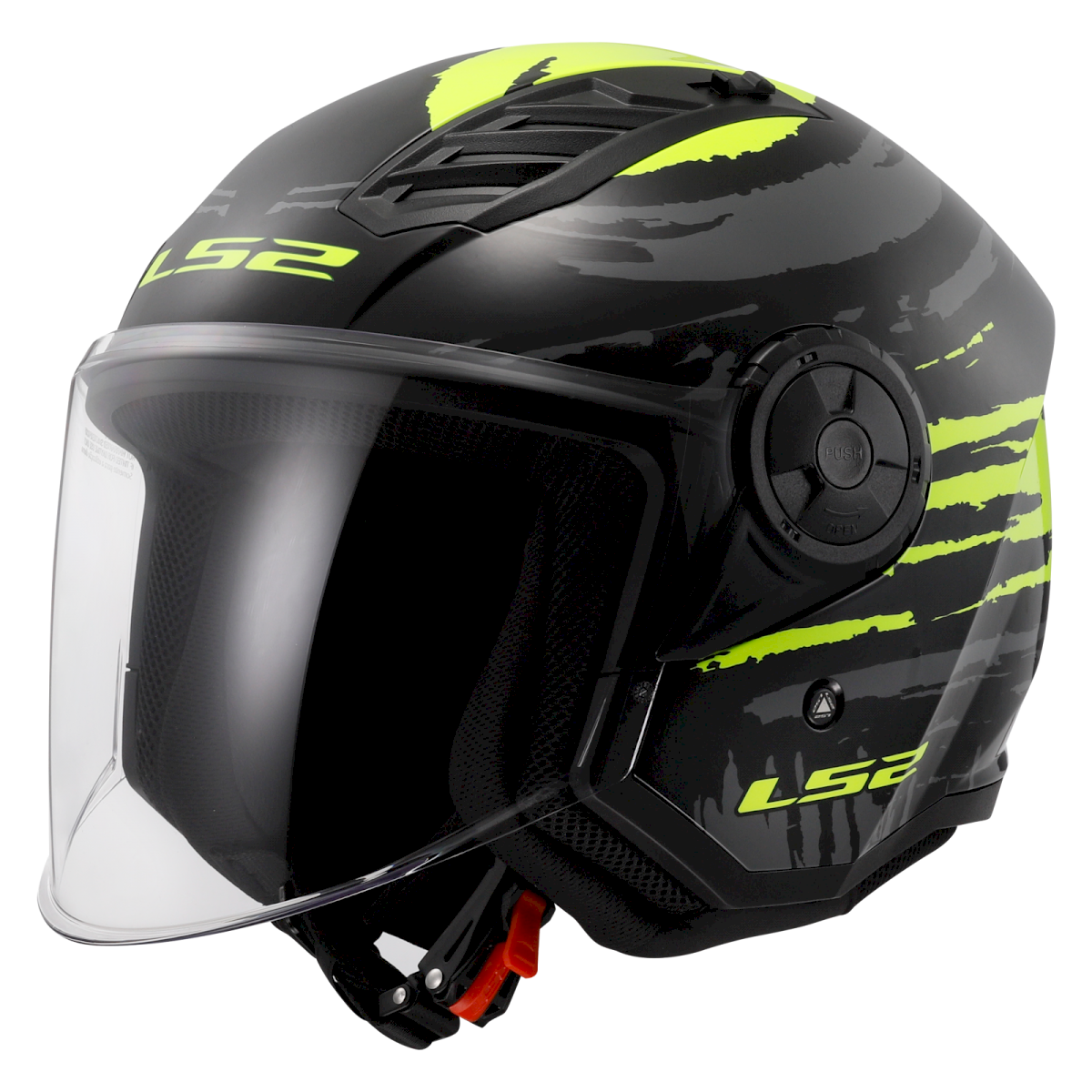 LS2 OF616 AIRFLOW II ŠALMAS - BRUSH BLACK H-V YELLOW