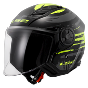 LS2 OF616 AIRFLOW II ŠALMAS - BRUSH BLACK H-V YELLOW