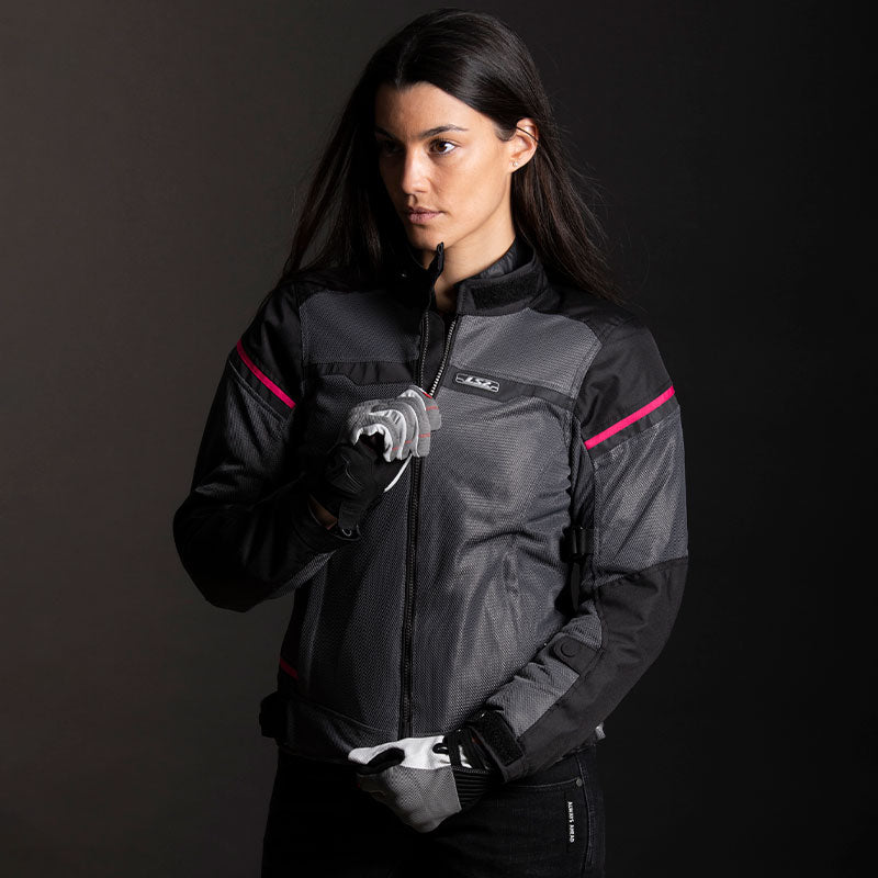 LS2 Riva Lady Jacket Black Dark Grey Pink