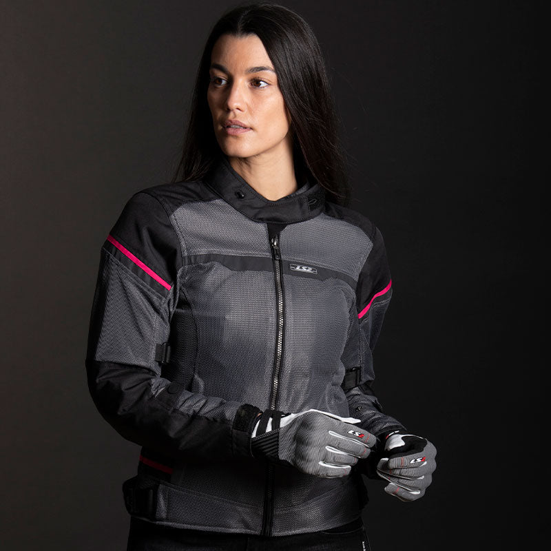 LS2 Riva Lady Jacket Black Dark Grey Pink