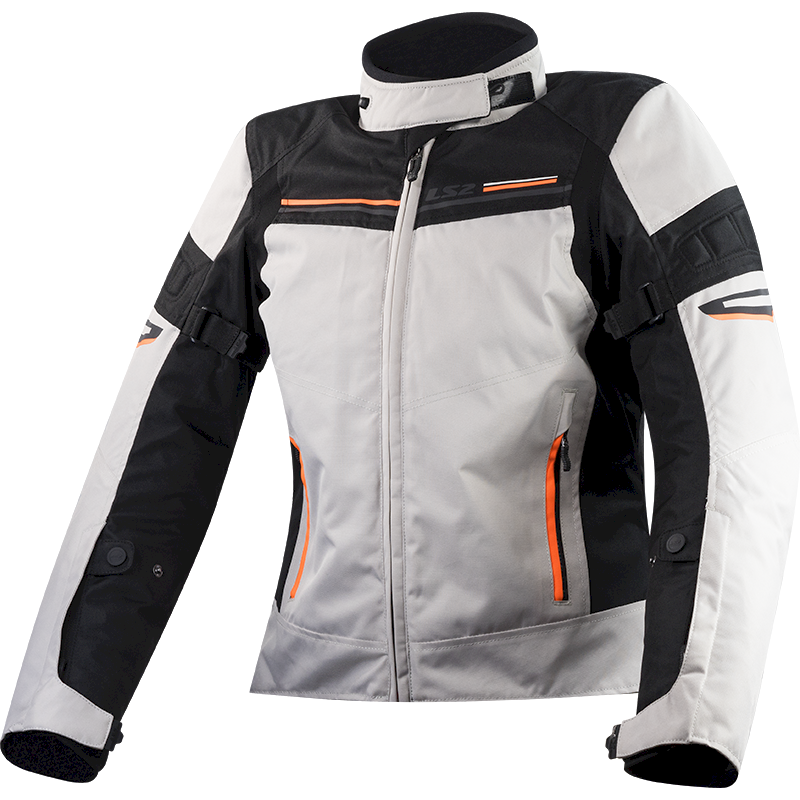 Moteriška striukė LS2 SHADOW LADY JACKET LIGHT GREY BLACK ORANGE