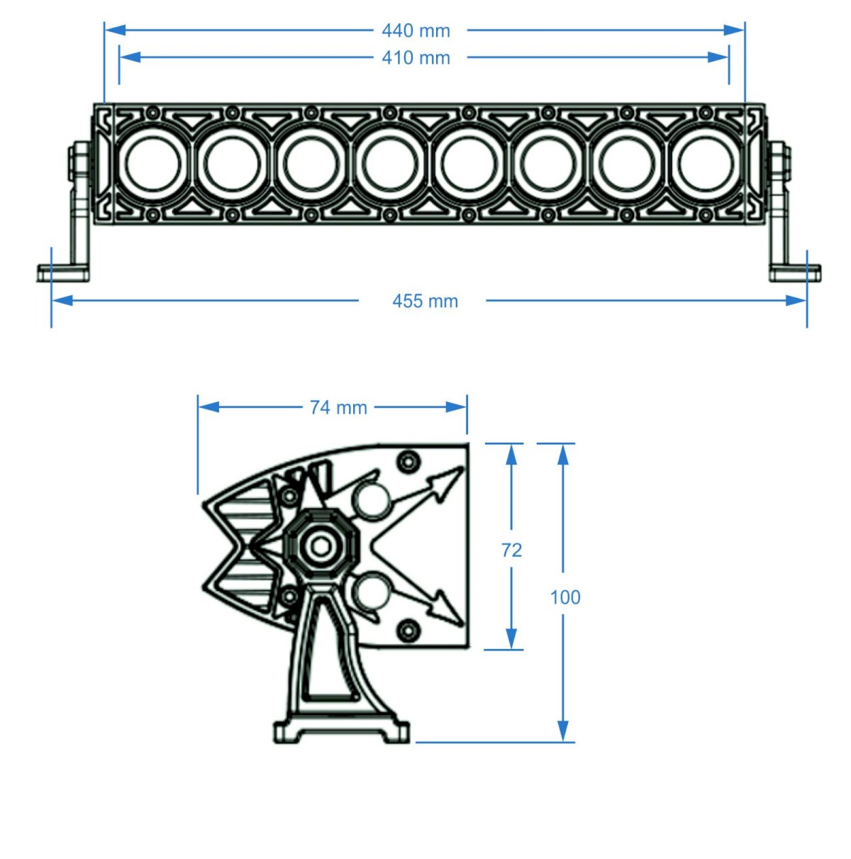 Žibintas SHARK LED Bar 17" with Halo Ring, CREE LED, 80W